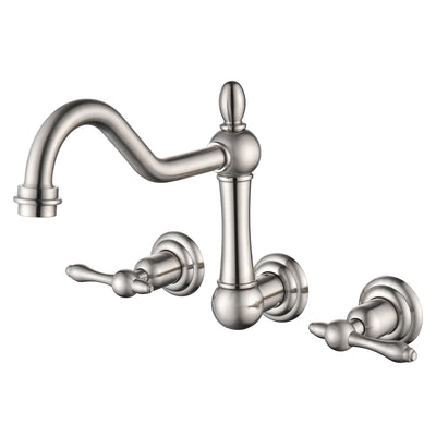 sumerain Grifo para bañera de montaje en pared, relleno para bañera de níquel cepillado, centro de 8 pulgadas