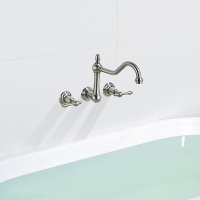 sumerain Grifo para bañera de montaje en pared, relleno para bañera de níquel cepillado, centro de 8 pulgadas