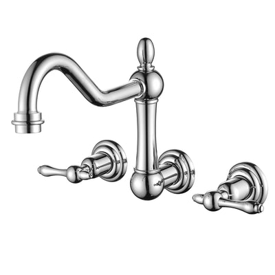 sumerain Grifo para bañera vintage Montaje en pared Grifo para bañera 3 orificios 8 pulgadas Centro cromado