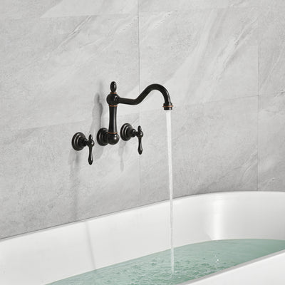 sumerain Grifo para bañera vintage, montaje en pared, relleno para bañera, bronce aceitado, centro de 8 pulgadas