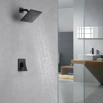Sistema de juego de grifo de ducha negro mate para baño con válvula empotrada