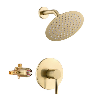 Grifo de ducha de oro cepillado, válvula de equilibrio de presión anti-escaldaduras con válvulas de retención