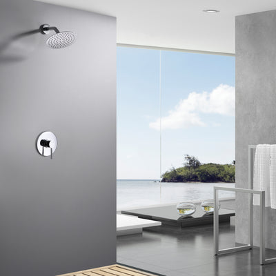 Grifo de ducha para baño con válvula, cabezal de ducha de metal y acabado cromado