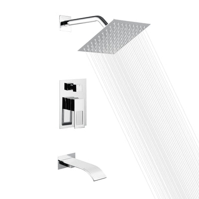 Sistema de grifo de ducha para bañera con caño en cascada y válvula de equilibrio de presión antiescaldado, acabado cromado