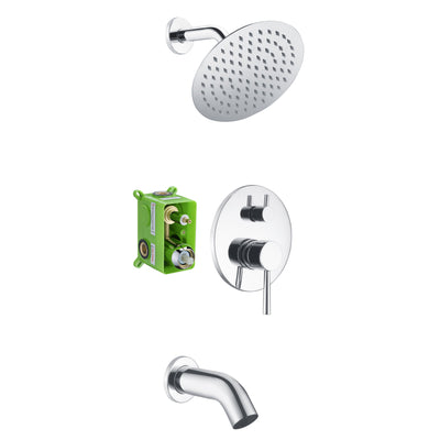 Grifo para bañera y ducha con válvula, caño tipo cascada y cabezal de ducha tipo lluvia incluidos