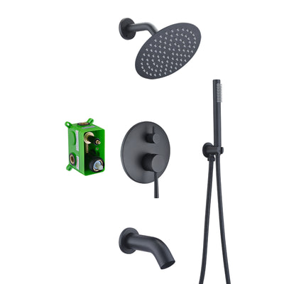 Sumerain - Juego de sistema de ducha tipo lluvia con boquilla en cascada, color negro mate