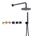 Sistema de grifo de ducha de 3 manijas,Juego de grifo de ducha negro mate con válvula,SUMERAIN