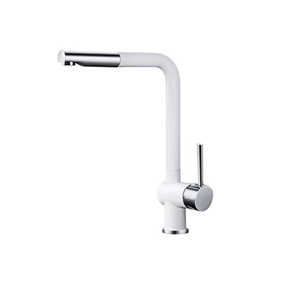 Grifo de cocina extraíble Sumerain, acabado blanco y cromado