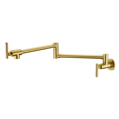 Sumerain Gold Pot Filler Faucet Soporte de pared con brazos oscilantes de doble articulación