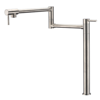 Soporte para plataforma de llenado de ollas, acabado en níquel cepillado con vástago de extensión y boquilla con juntas oscilantes dobles de 20"
