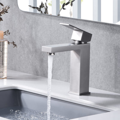 sumerain Grifo de baño Grifo de lavabo de níquel cepillado Grifo de lavabo de acero inoxidable con un solo orificio