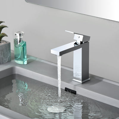 sumerain Grifo de baño de acero inoxidable Grifo de lavabo monomando de un solo orificio cromado