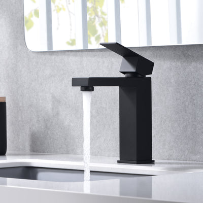 sumerain Grifo de baño negro mate Grifo de lavabo de baño de un solo orificio SUS 304 Acero inoxidable