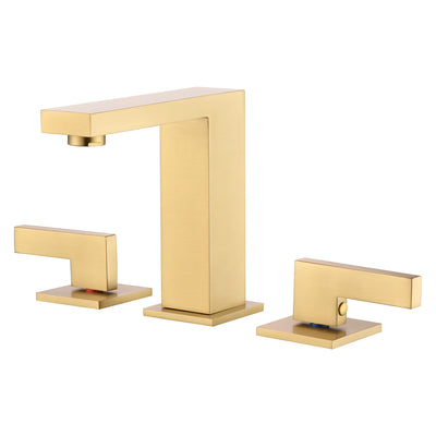 sumerain Grifo de baño generalizado de 8 pulgadas de oro cepillado, grifo de lavabo de 2 manijas, latón macizo, con manguera de conexión rápida