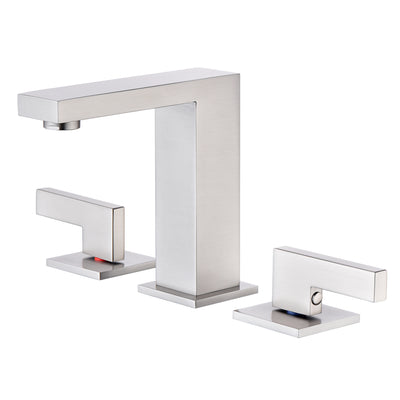 sumerain Grifo de baño de níquel cepillado generalizado de 8 pulgadas, grifo de lavabo de 2 asas con manguera de instalación rápida