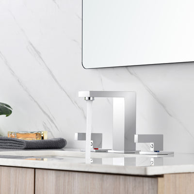 sumerain Grifo de baño generalizado de 8 pulgadas para fregadero de baño, grifo de lavabo moderno cromado con manguera de instalación rápida