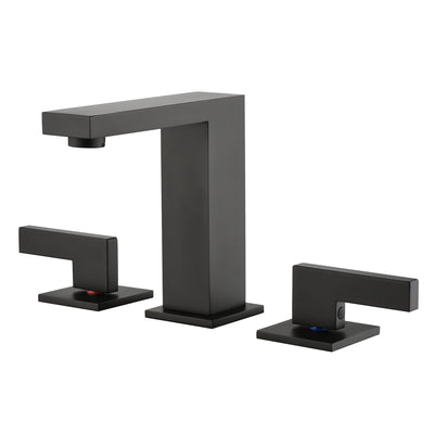 Sumerain grifo de lavabo de baño negro mate generalizado, grifo de lavabo de 8 pulgadas con 3 orificios, grifo de tocador con manguera de conexión rápida en forma de Y