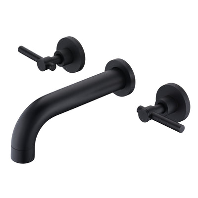 SUMERAIN Juego de grifo para bañera negro mate, montaje en pared, relleno para bañera, dos manijas