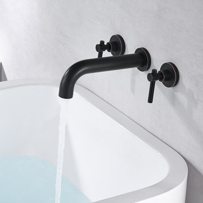 SUMERAIN Grifo de bañera de bronce frotado con aceite Montaje en pared Llenador de bañera de 3 orificios