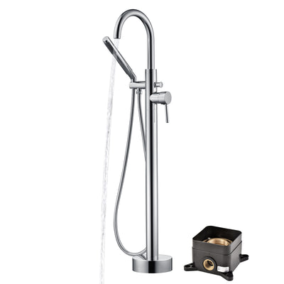sumerain Grifo para bañera independiente montado en el piso, cromado, diseño modular de caja oculta de latón macizo, alto caudal