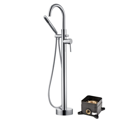 sumerain Grifo para bañera independiente montado en el piso, cromado, diseño modular de caja oculta de latón macizo, alto caudal