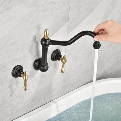 sumerain Grifo de bañera de montaje en pared, relleno de bañera negro mate, grifo de bañera con patas vintage
