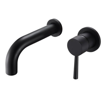 SUMERAIN Juego de grifos para bañera, color negro mate, montaje en pared, grifo para bañera con una sola manija, válvula empotrada incluida
