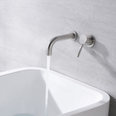 SUMERAIN Grifo para bañera de níquel cepillado, montaje en pared, grifo para bañera de una sola manija con válvula empotrada