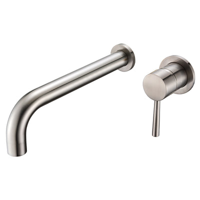 Grifo monomando de alto caudal y caño largo de níquel cepillado para montaje en pared, grifo de llenado para bañera